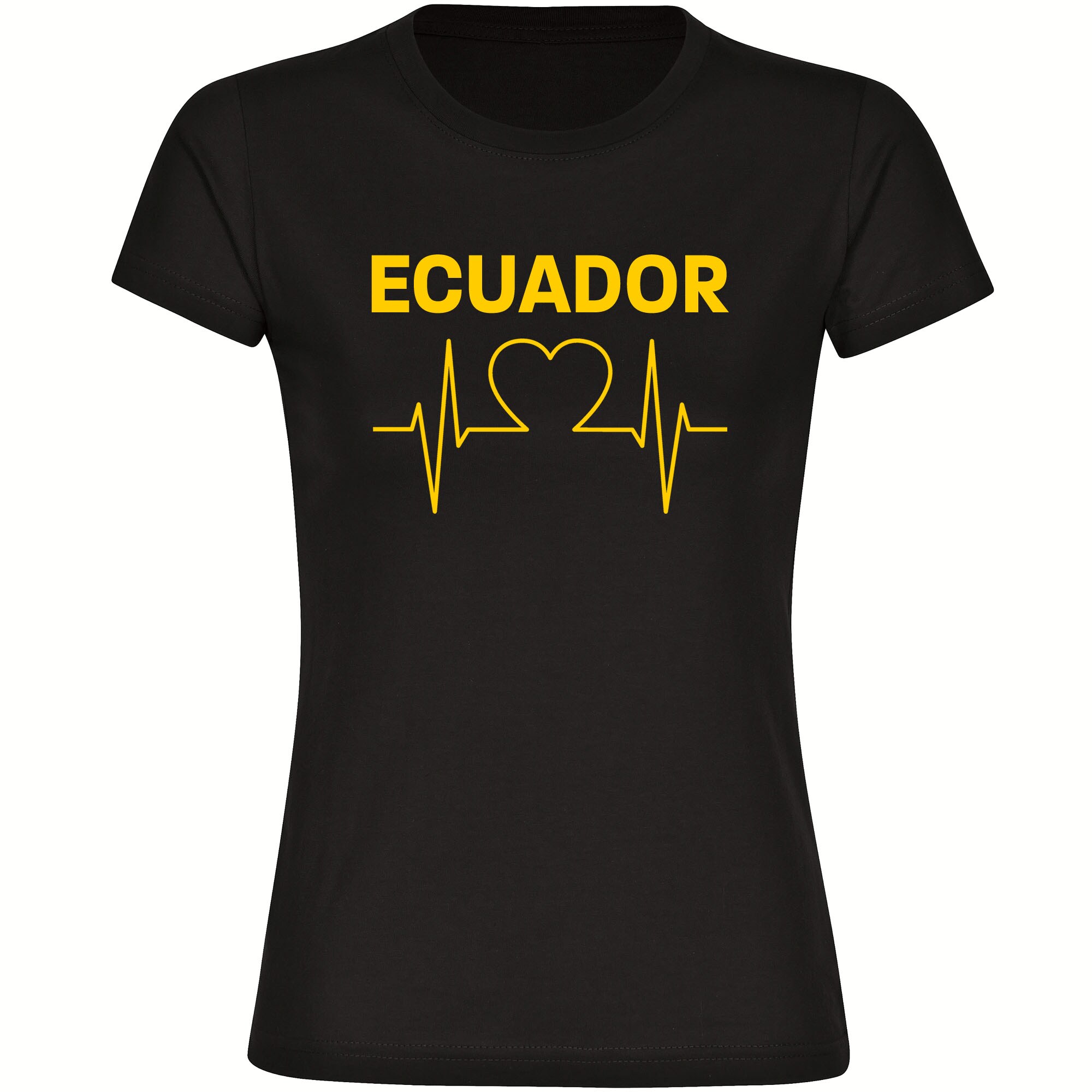 multifanshop® Damen T-Shirt - Ecuador - Herzschlag - Druck gelb