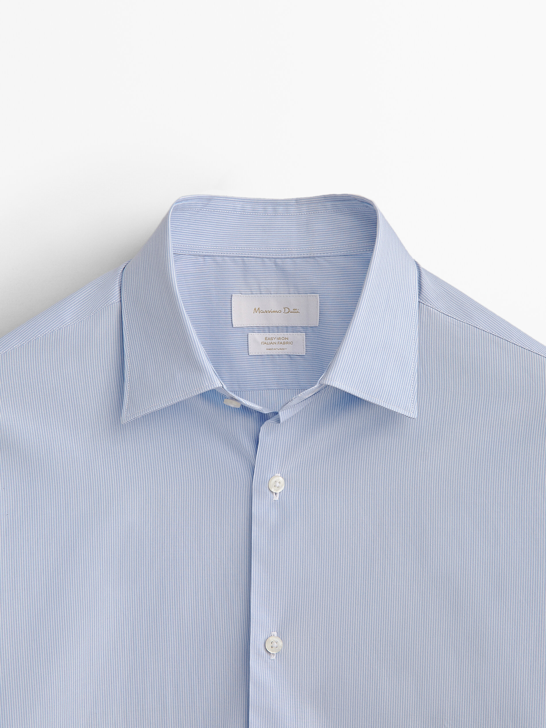 Camisa Rayas de algodão com corte slim - AZUL CLARO