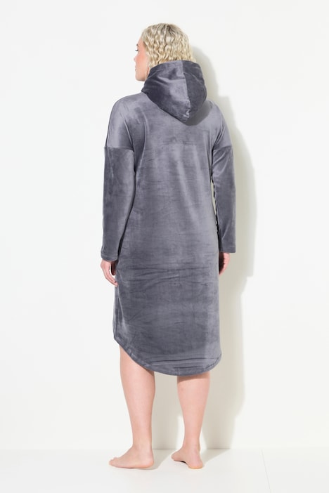 Loungewear-Nickikleid, Kapuze, Langarm, recycelt