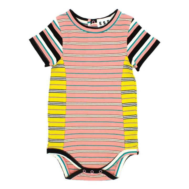 Esther Body Onesie Rayé Coton Bio | Corail