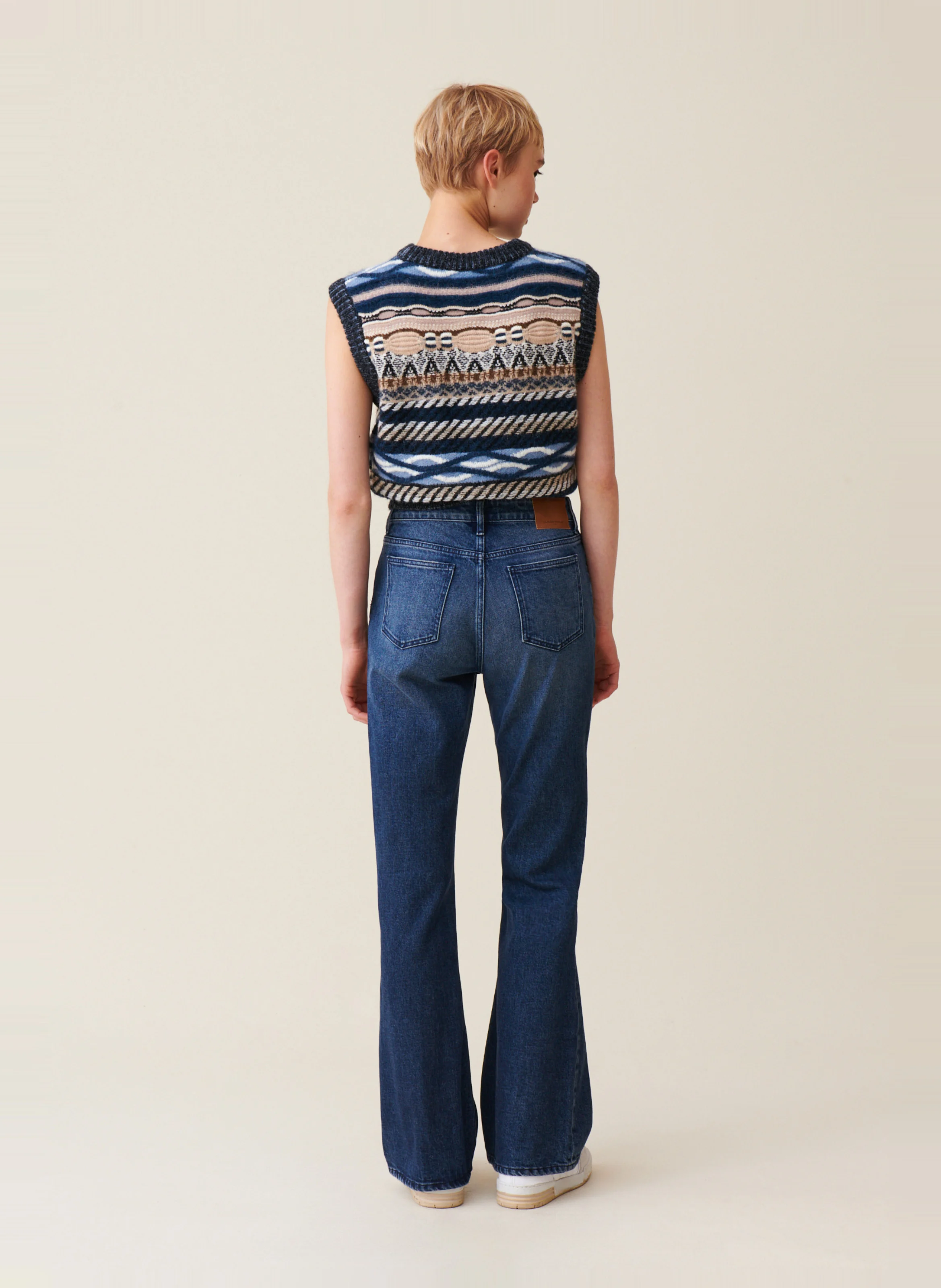 Jean flare en coton mélangé | Bleu