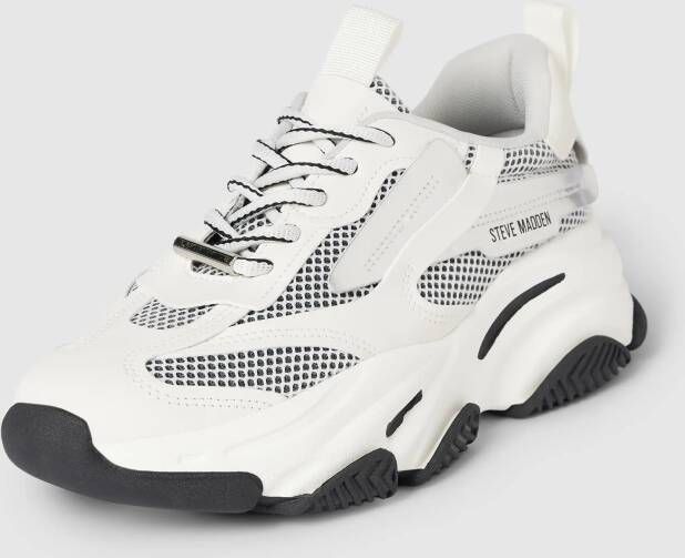 Steve Madden Witte Mesh Sneakers met Zilver en Wit Overlays White Dames
