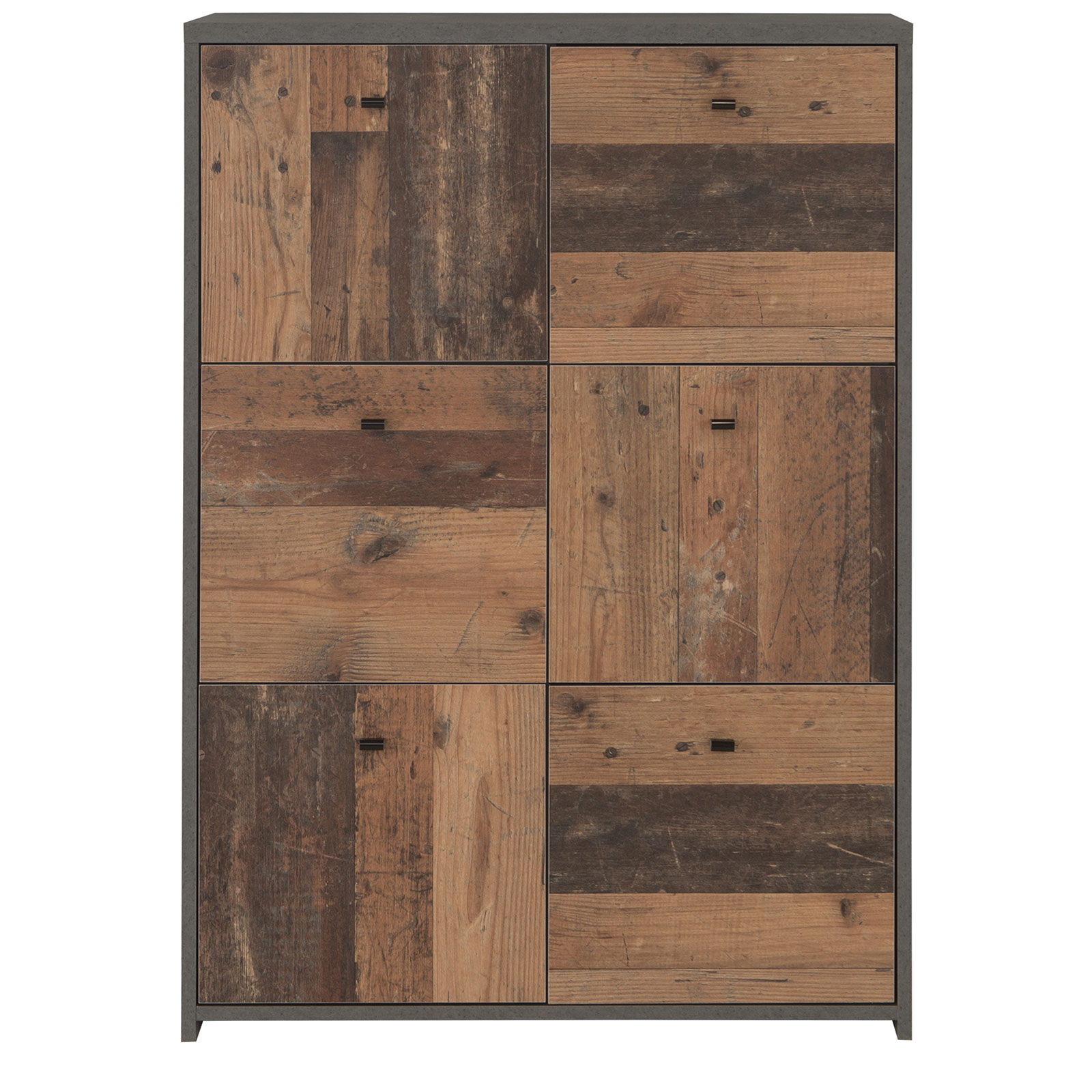 Kommode - Betonoptik-Old Wood Vintage - 77 cm breit - 6 Türen