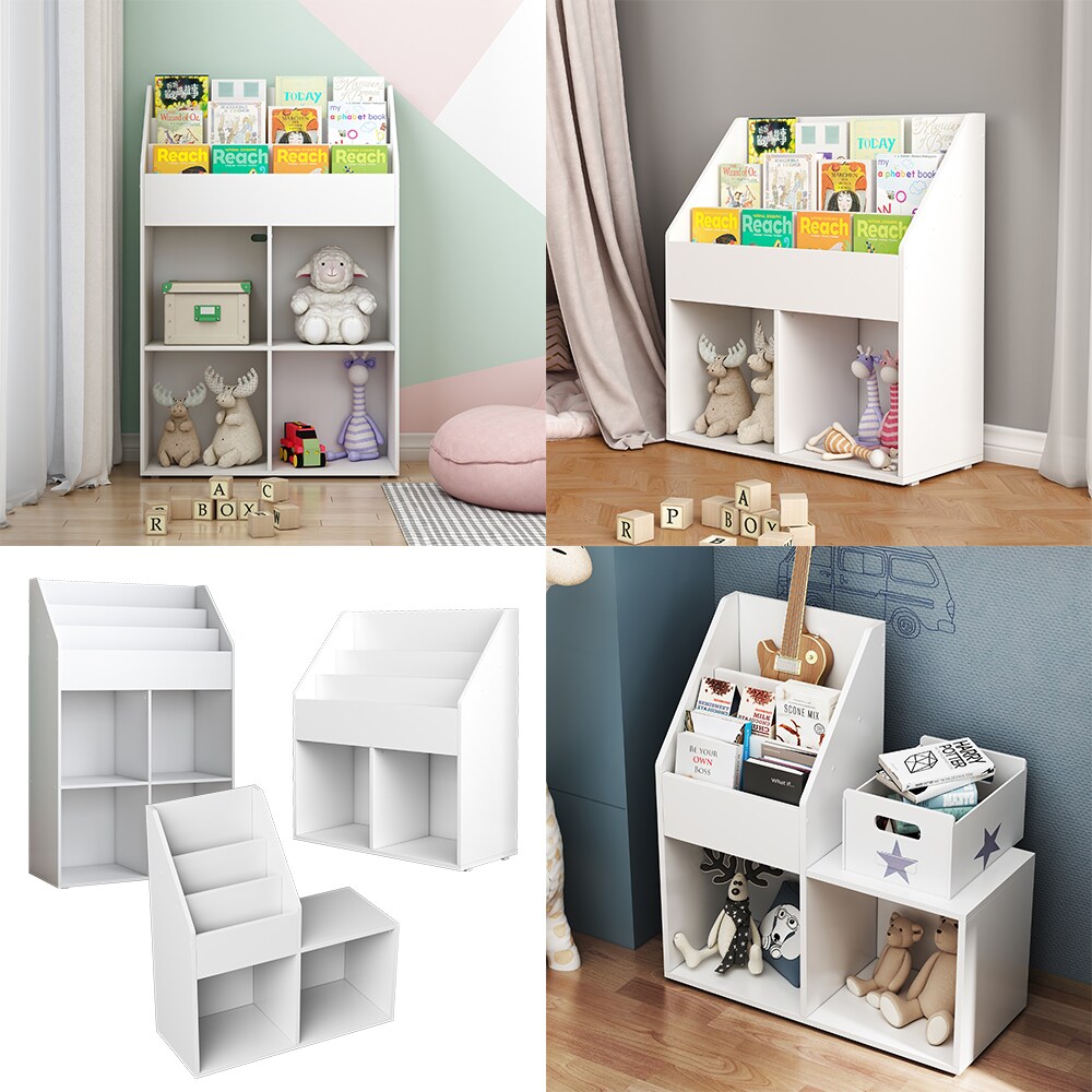 Vicco Kinder Bücherregal Conny 72 x 79 cm, Weiß, Kinderregal mit großen Ablagen