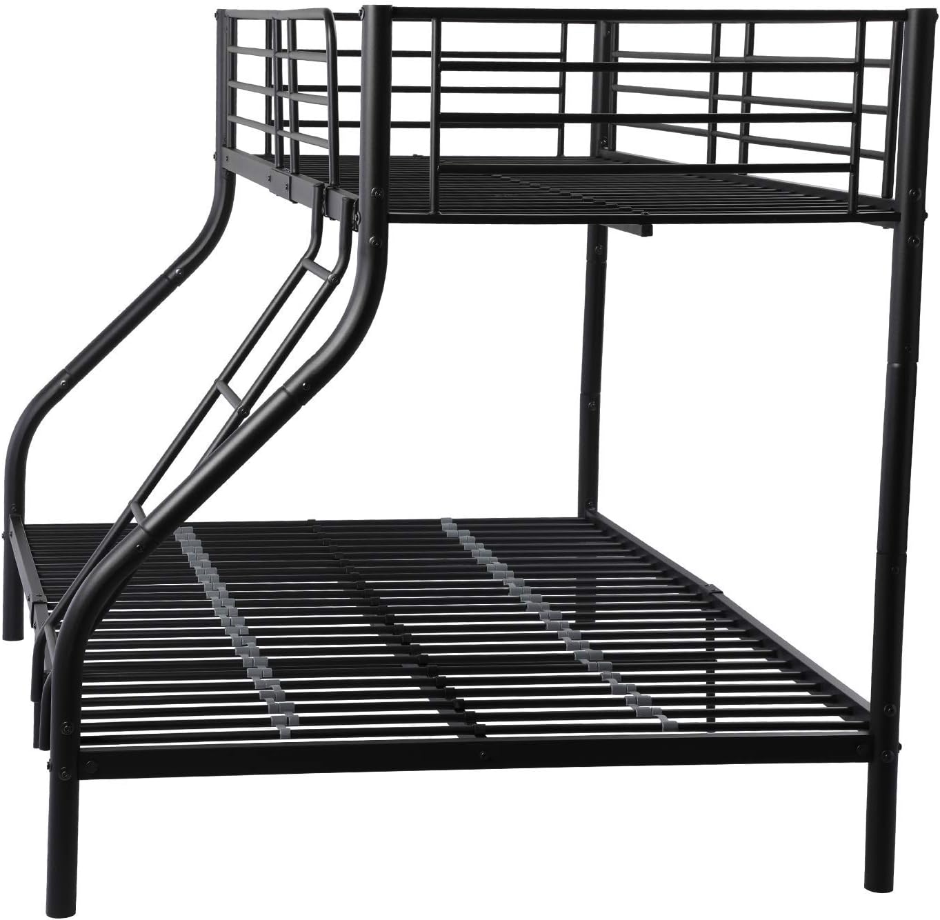 H.J WeDoo Kinderbett Etagenbett Metall 140x200cm 90x200cm Stockbett Hochbett Metallbett Bettgestell Doppelstockbett Schlafzimmerbett Jugendbett mit Lattenrost, Schwarz