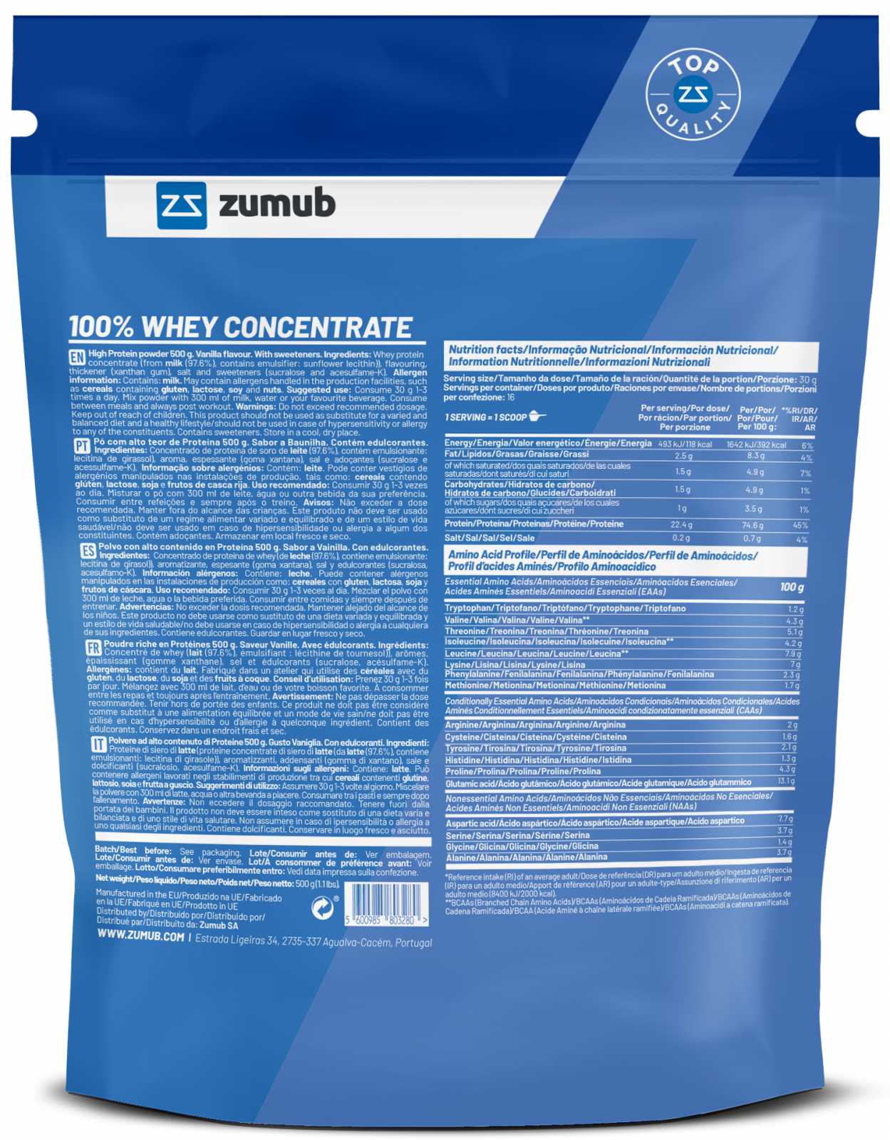 Zumub Concentrado de Soro de Leite 100% Puro 30g