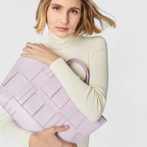 Bolsa Tote Feminina TOUS em tons de malva e bege
