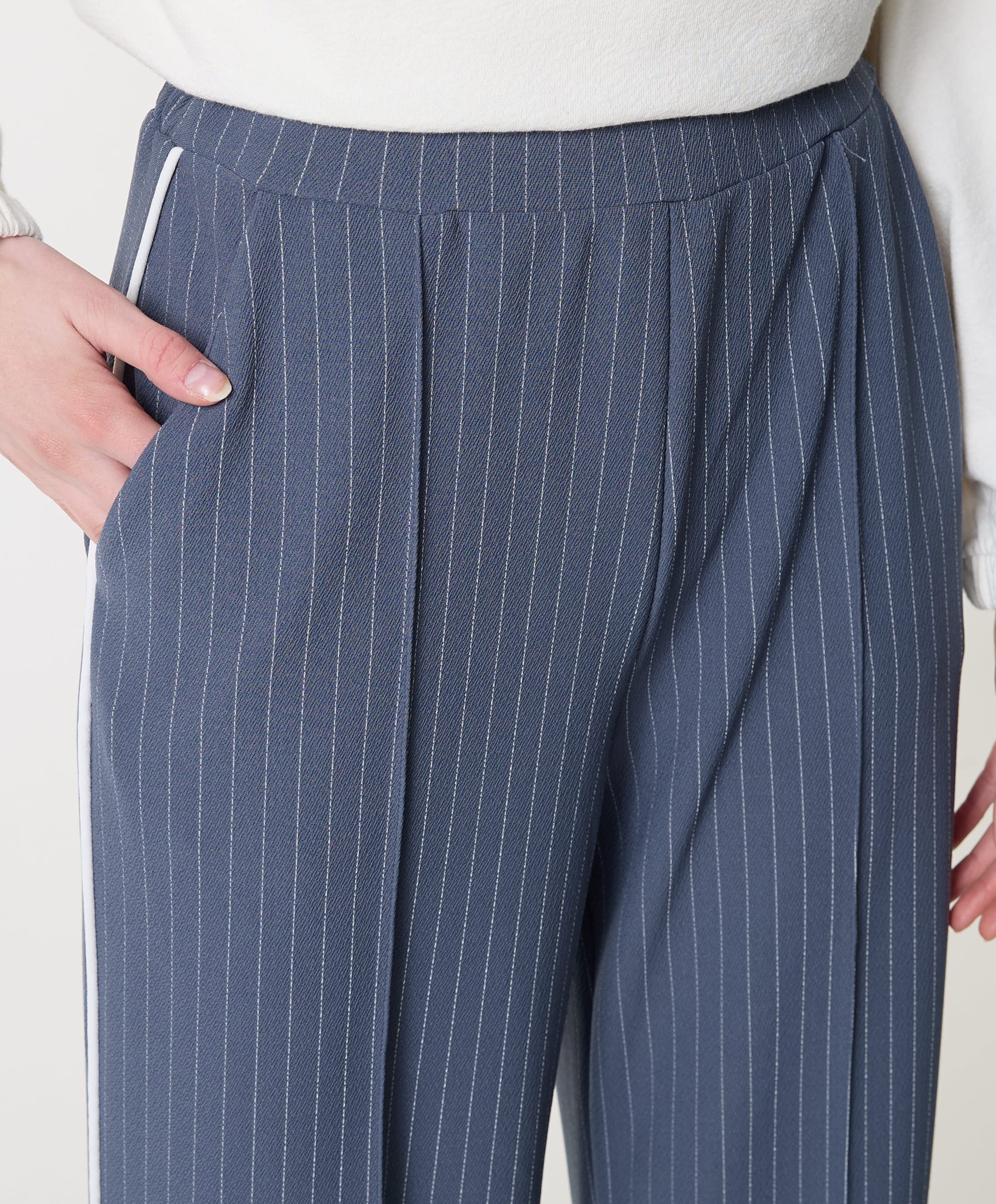 Enjoy Wide leg tape dames broek blauw