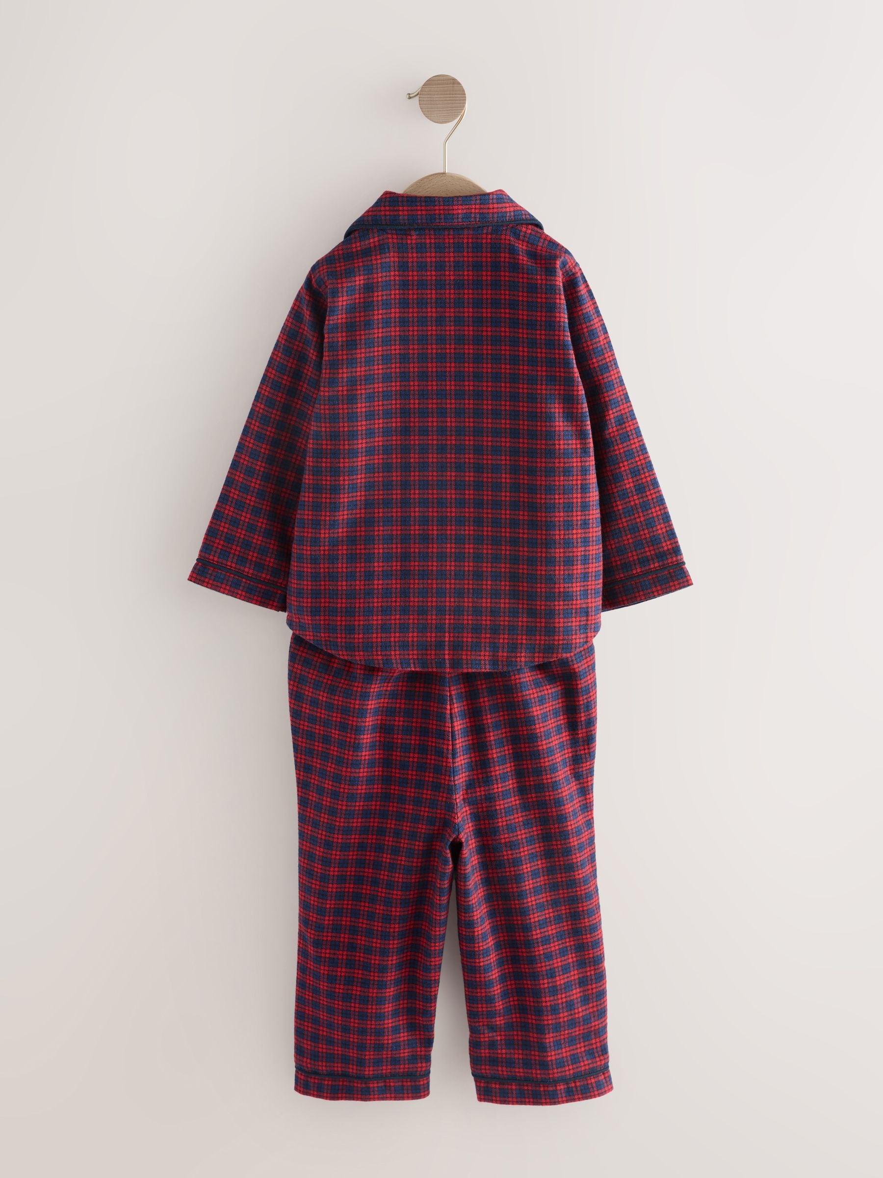 Marineblauw/rood geruit - Pyjama met knopen (9 mnd - 10 jr)