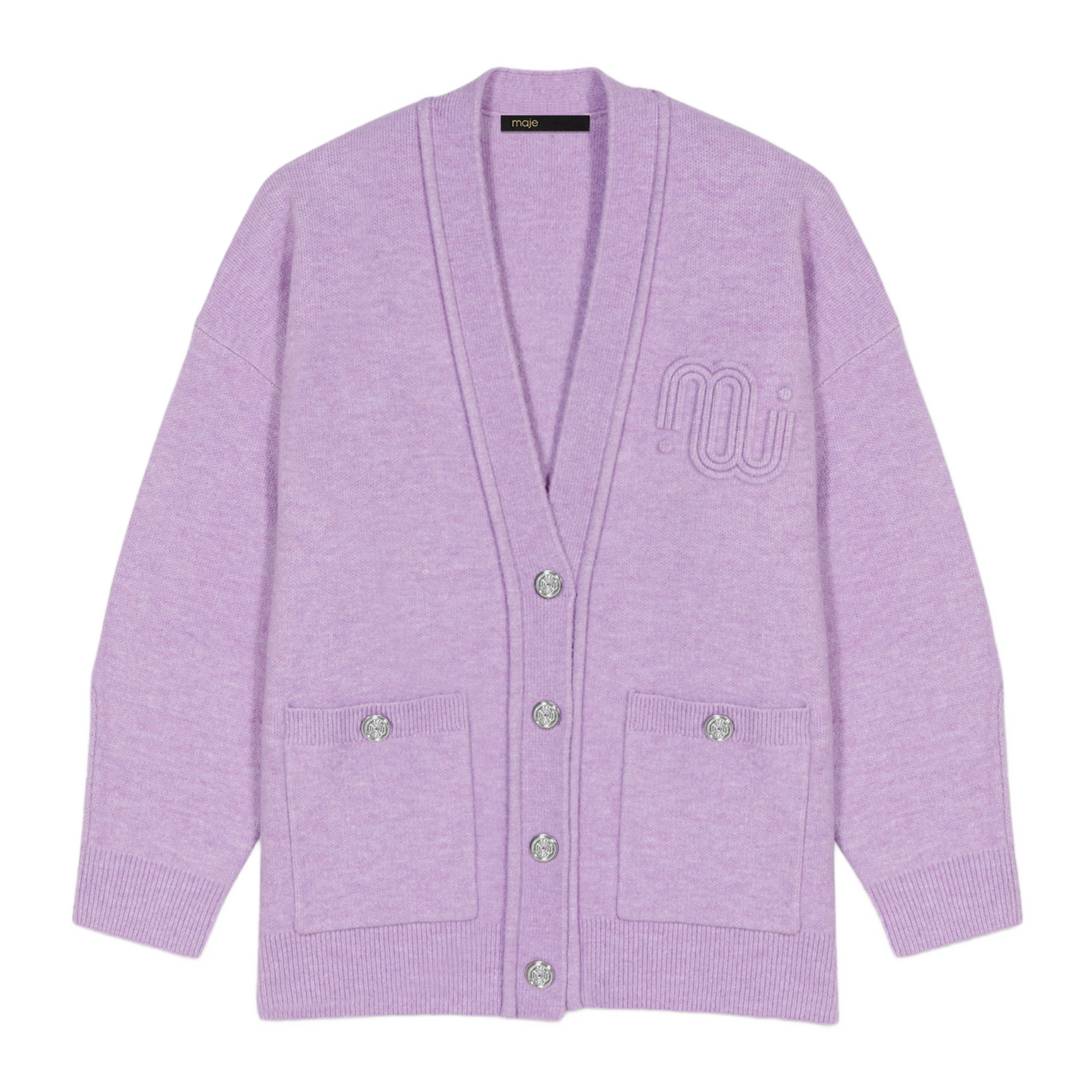 Cardigan col V ample en maille | Violet