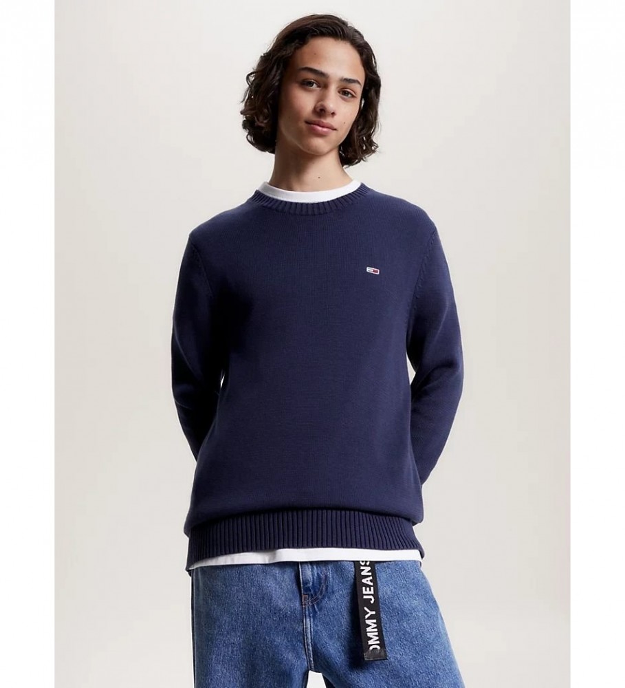 Suéter Tommy Jeans Essential Navy Logo com gola redonda