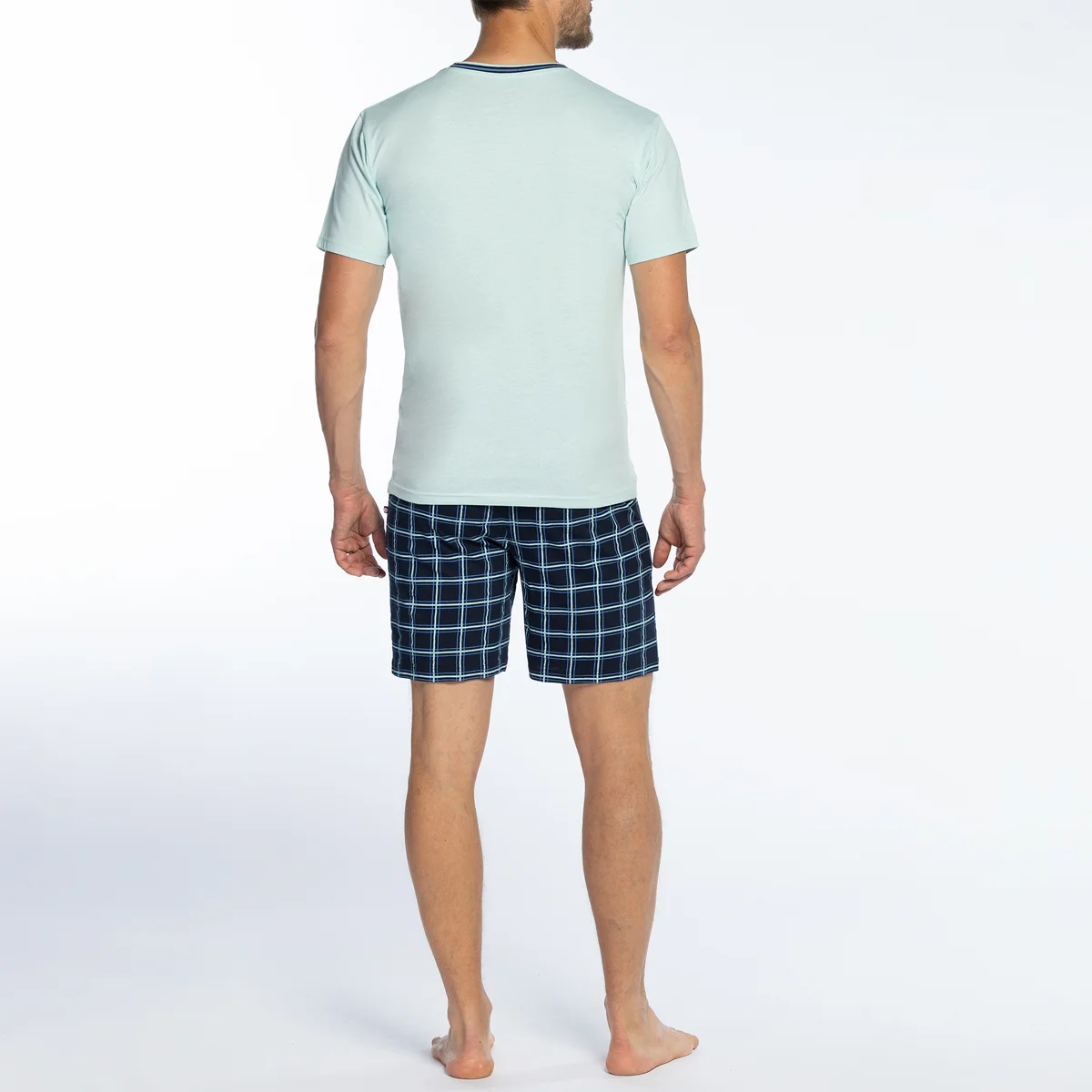 Pyjashort homme PERFECTION aqua/carreaux