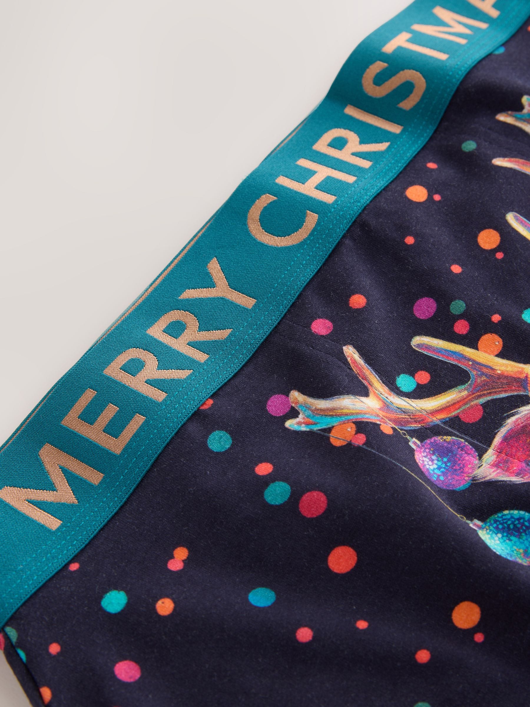 Marineblauw met rendierprint - Kerstmis novelty boxer