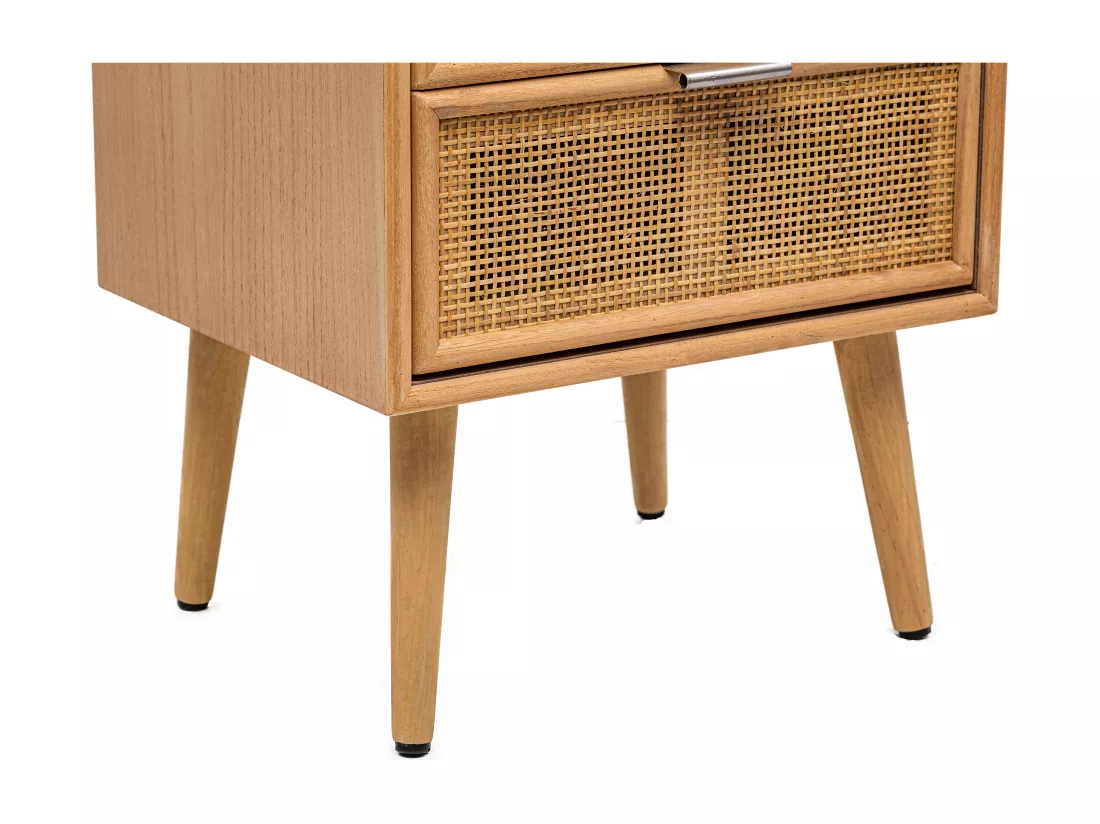 Chiffonnier 3 tiroirs en bois et rotin naturel