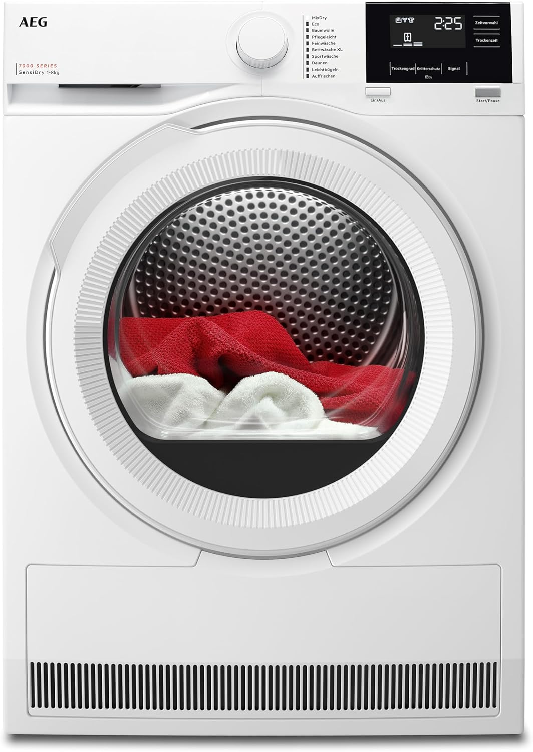 AEG Wärmepumpentrockner 8 kg, Serie 7000 SensiDry: Schonendes & energiesparendes Trockenverfahren, neue Energiekl. D, Mengenautomatik, Schontrommel, wechselende Drehrichtung, Knitterschutz, TR7T61580