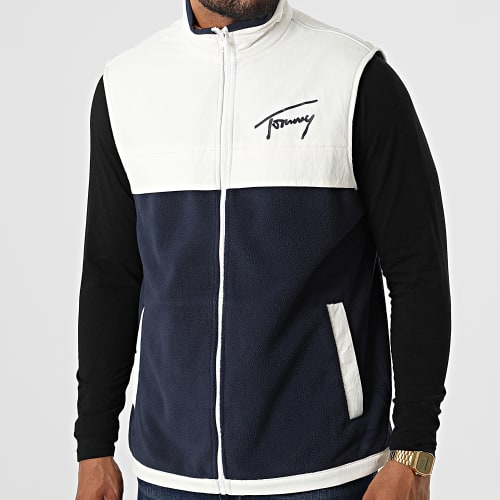 Veste Zippée Sans Manches Polaire Mix Media 4093 Bleu Marine Blanc