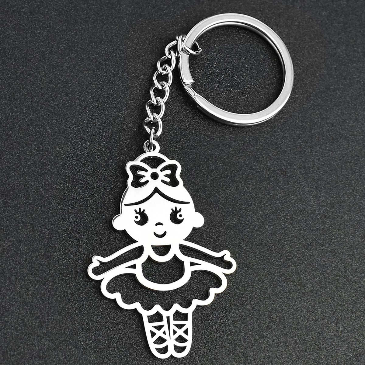 Porte-clés danseuse fille danse classique ballet acier inoxydable