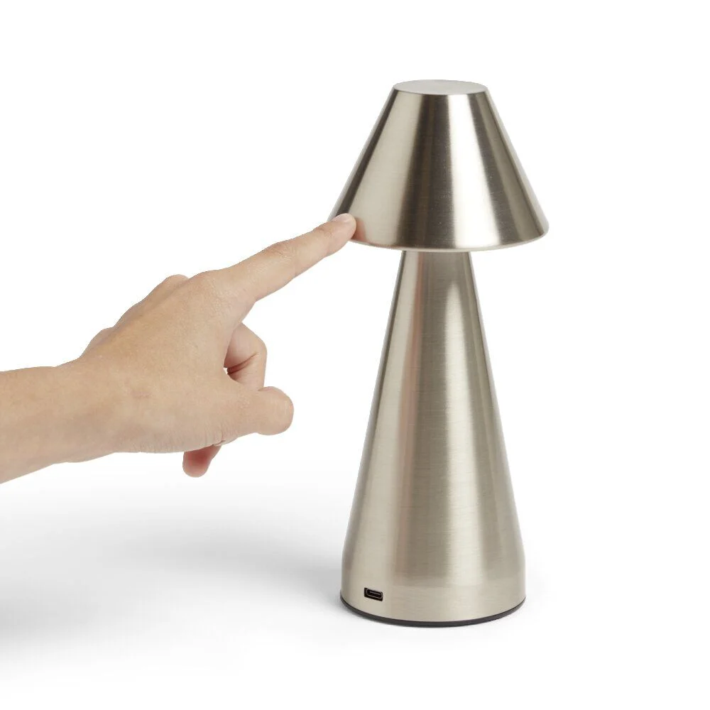 Lampe de table Conni USB tactile grise Ø9,5xH22,5cm
