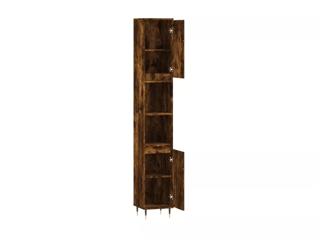 Armoire de bain chêne fumé 30x30x190 cm bois d'ingénierie