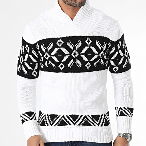Pull Col Amplified Blanc Noir