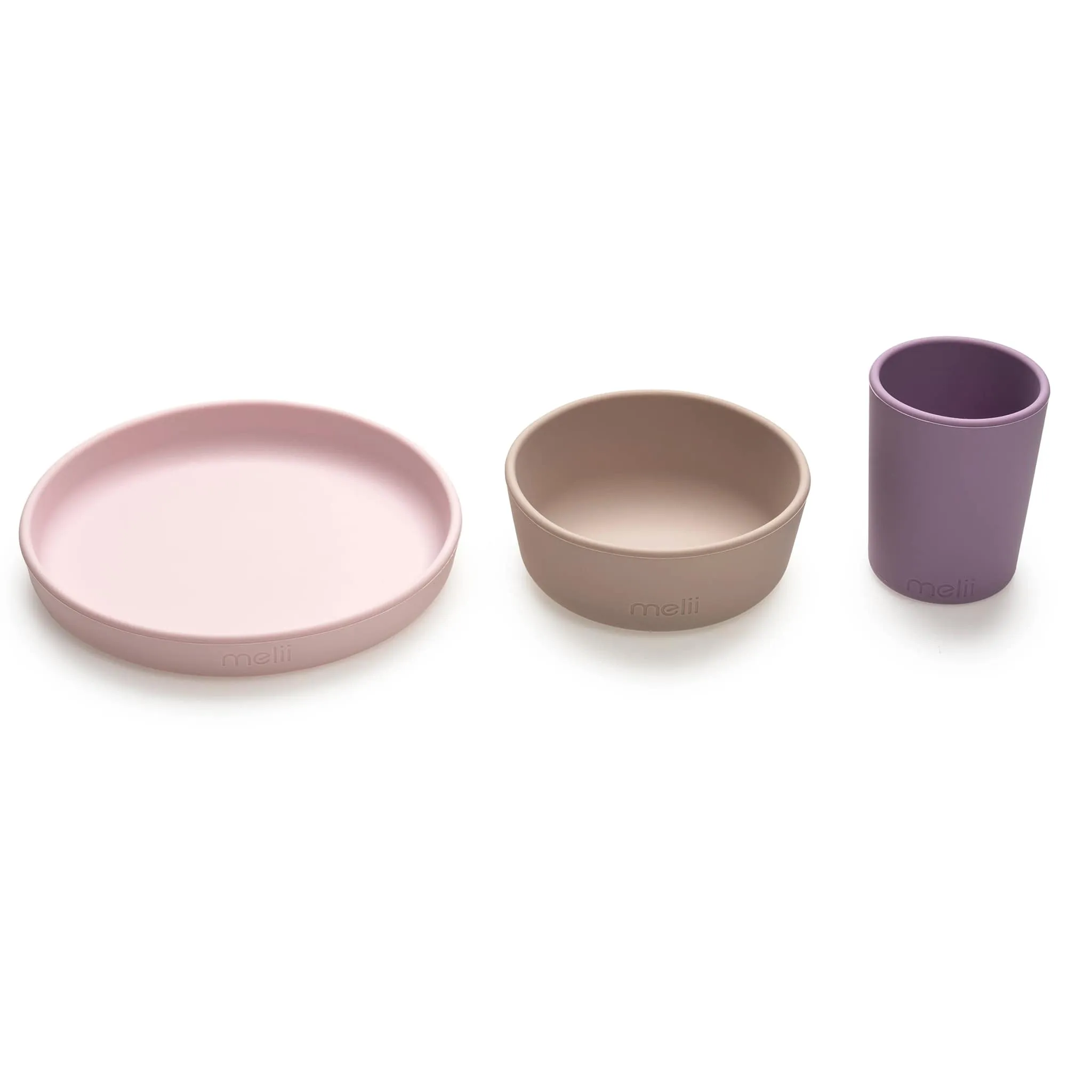 Melii Ensemble de Vaisselle en Silicone 3 Pièces - Rose