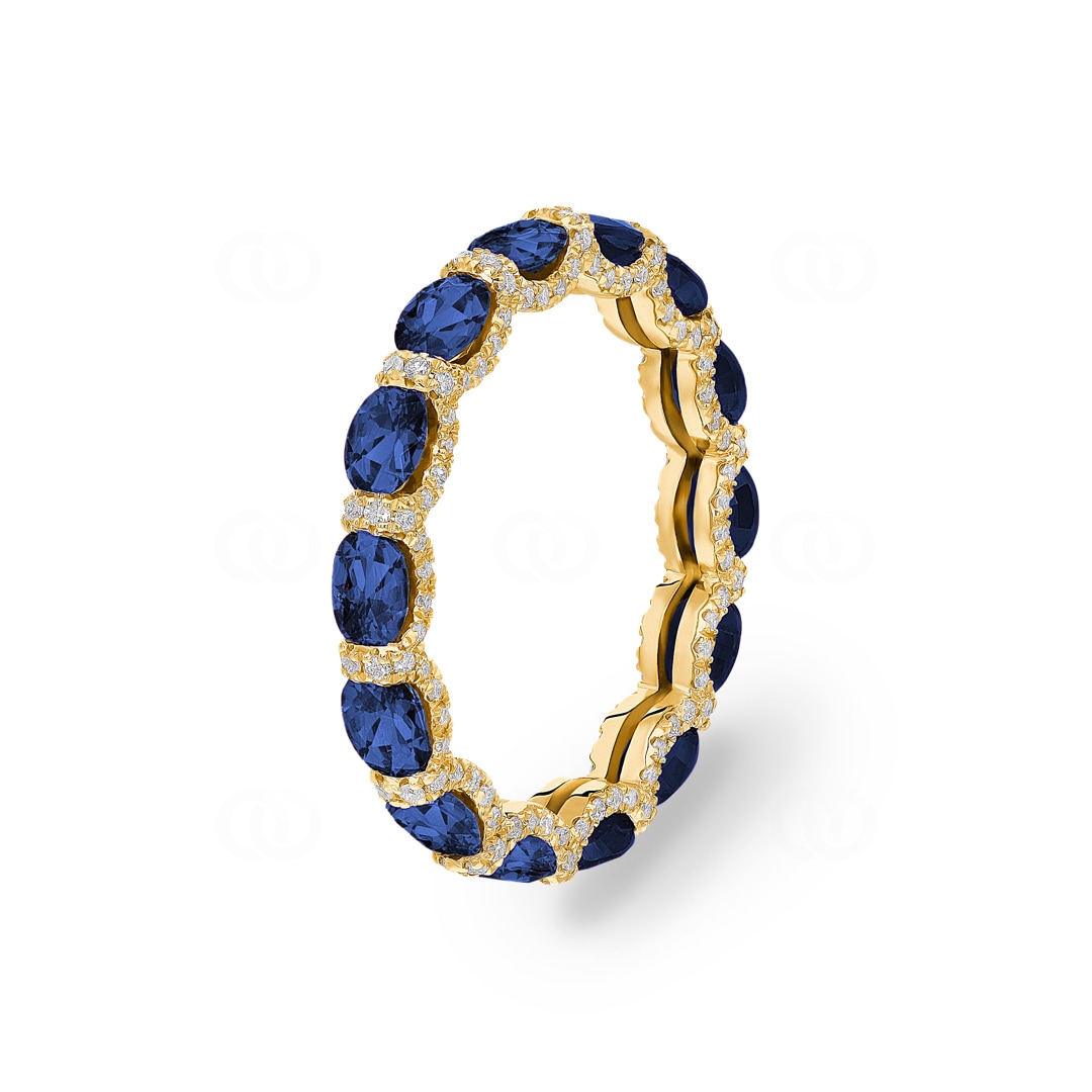 Mémoire-Ring 750/18 K Gelbgold mit Saphiren & Diamanten 0.41 ct H/si