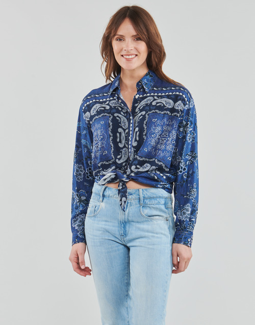 Liu Jo - CAMICIA CON NODO DEN. - DEN.BLUE PRINTS WASH