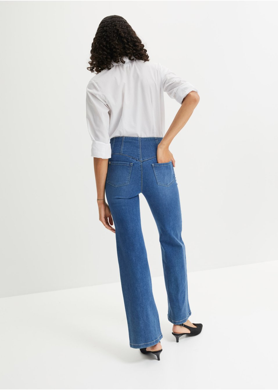 Jean flare taille haute avec polyester recyclé