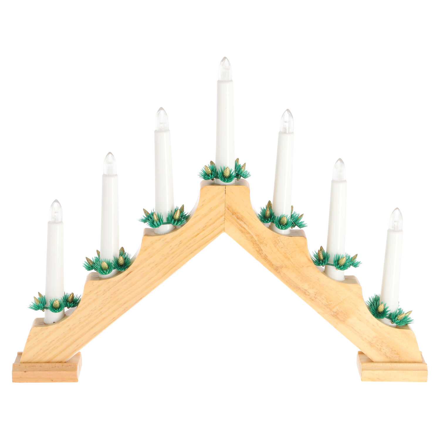 Schwibbogen 7 LED 39x5x31cm Holz natur