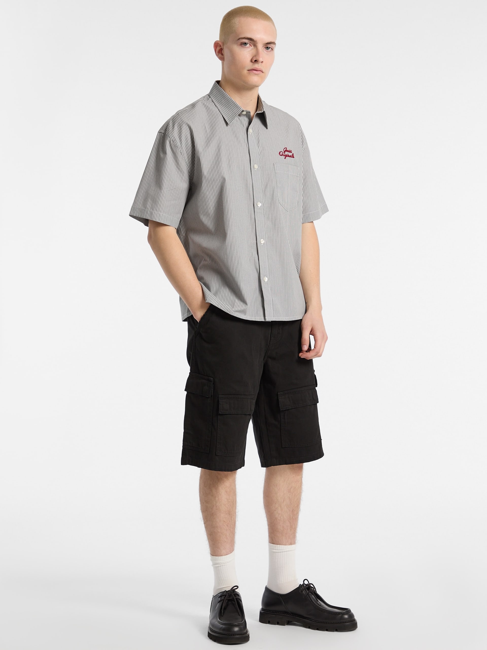 Camisa GUESS Originals Eco Listrada em Popeline