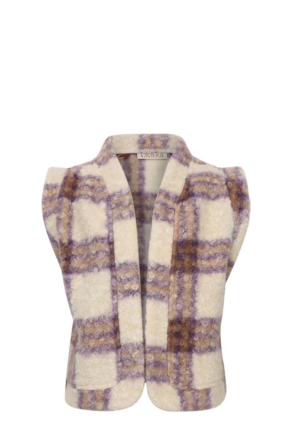 LOOXS geruit gilet ecru/paars