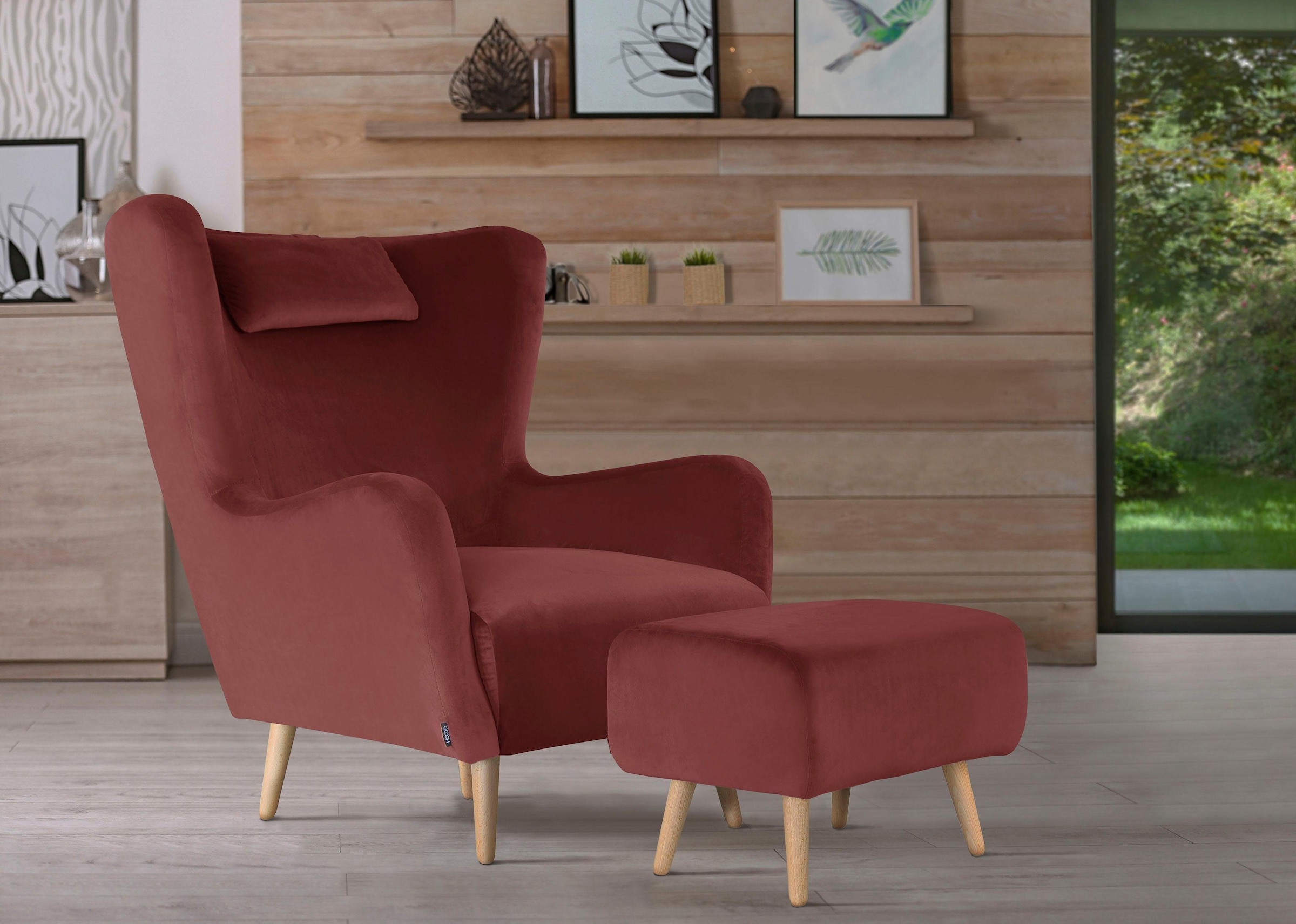 Home affaire Sessel »Telford auch in Fellimitat, Sessel B/T/H: 77/92/106 cm« wahlweise mit und ohne Hocker, in vielen Bezugsqualitäten, Ohrensessel