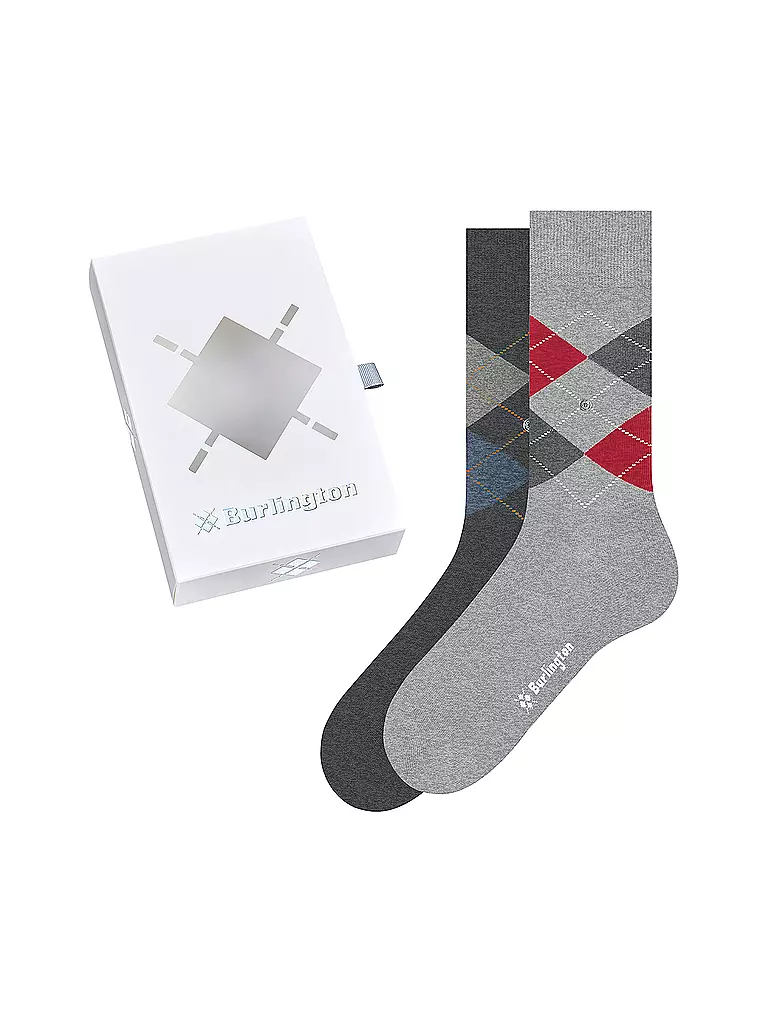 BURLINGTON Herren Socken Geschenkbox 2-er Pkg.  40-46 sortiment grau