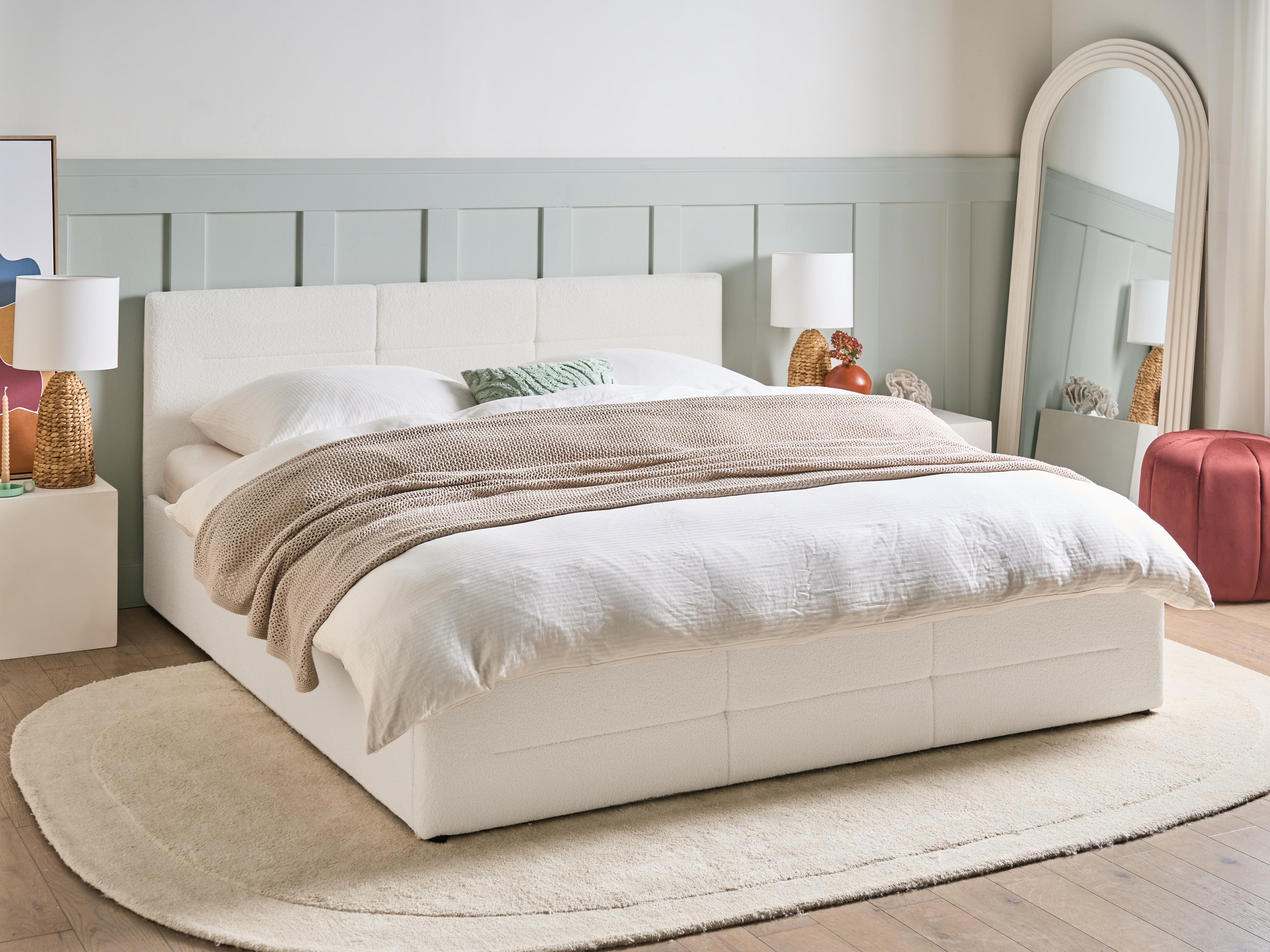 Bed met opbergruimte Bouclé MASSOGNES 180 x 200 cm Gebroken wit
