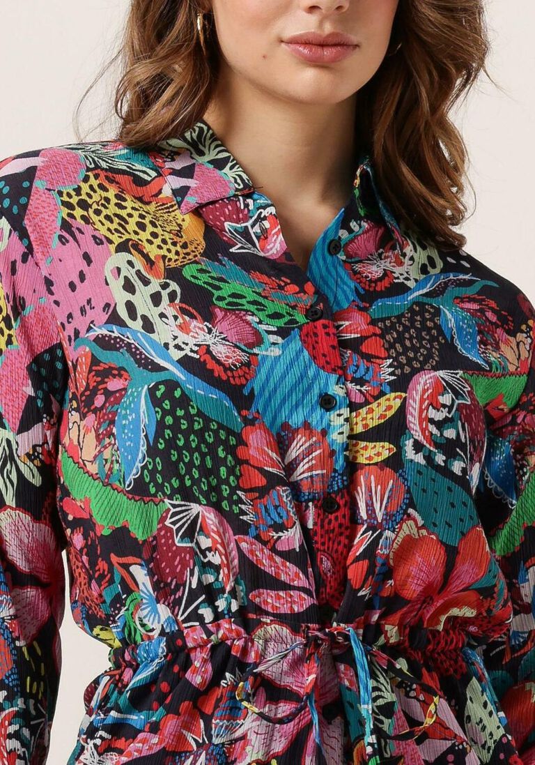 ALIX THE LABEL multi alix the label mini jurk ladies woven wild print crinkle dress