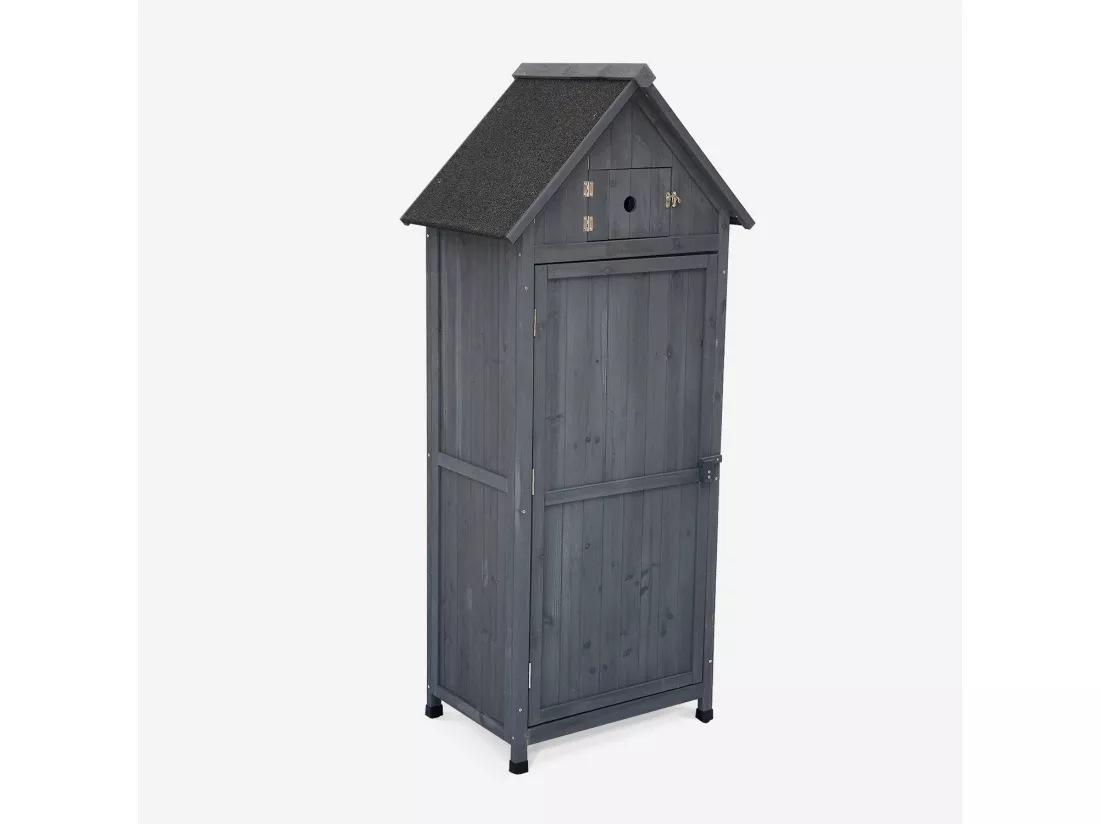 Armoire de jardin en bois. Mimosa anthracite. 77 x 54.5 x 179 cm cm. abri de jardin en bois. armoire de rangement. range outils