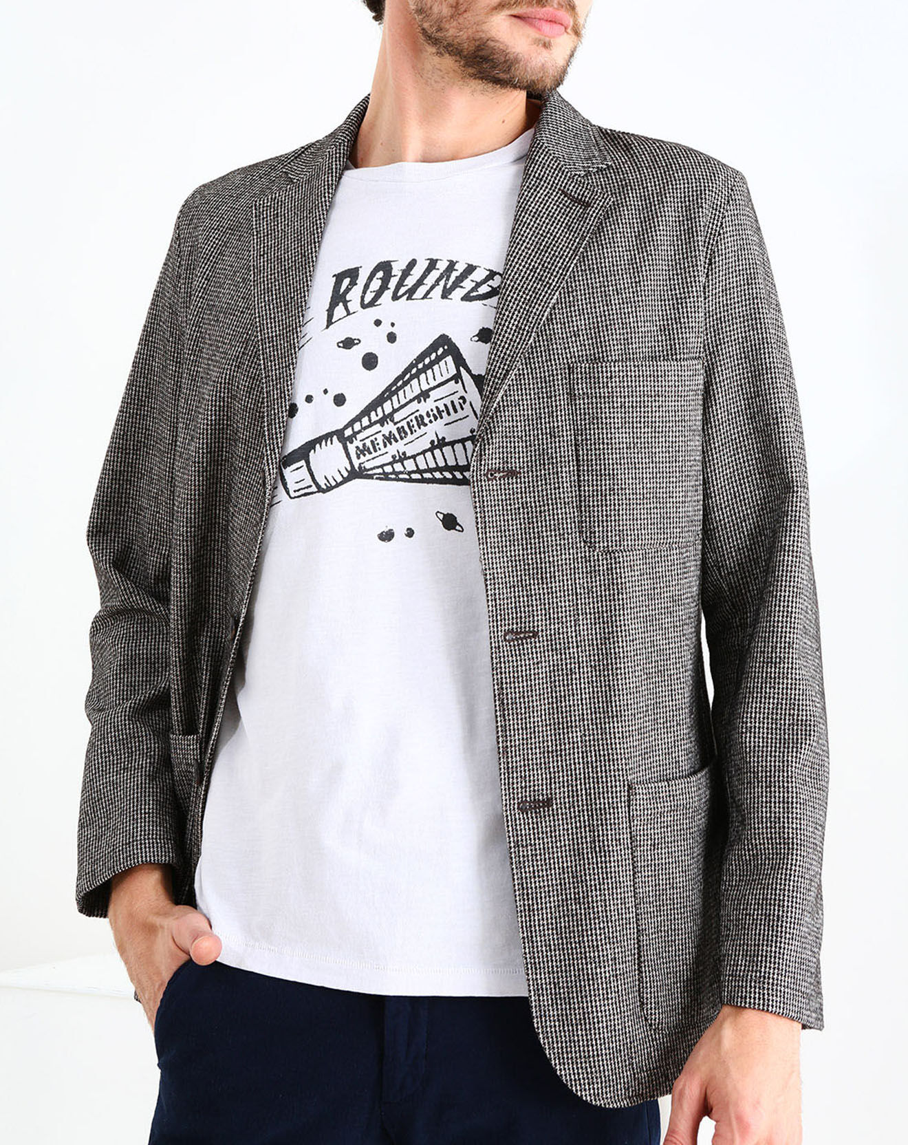 Hartford Veste en Laine & Coton Job Quadrillée taupe/noir