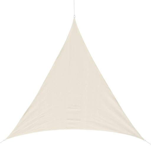 Toldo triangular de 5x5x5m, cor creme, para camping.