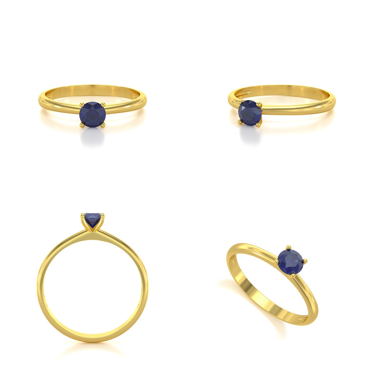 Bague ADEN Solitaire Or 585 Jaune Saphir 1.59grs