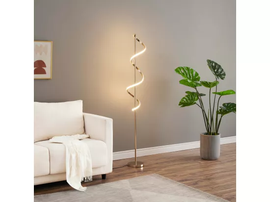 Grande lampe LED cascade spirale dorée - Simaria