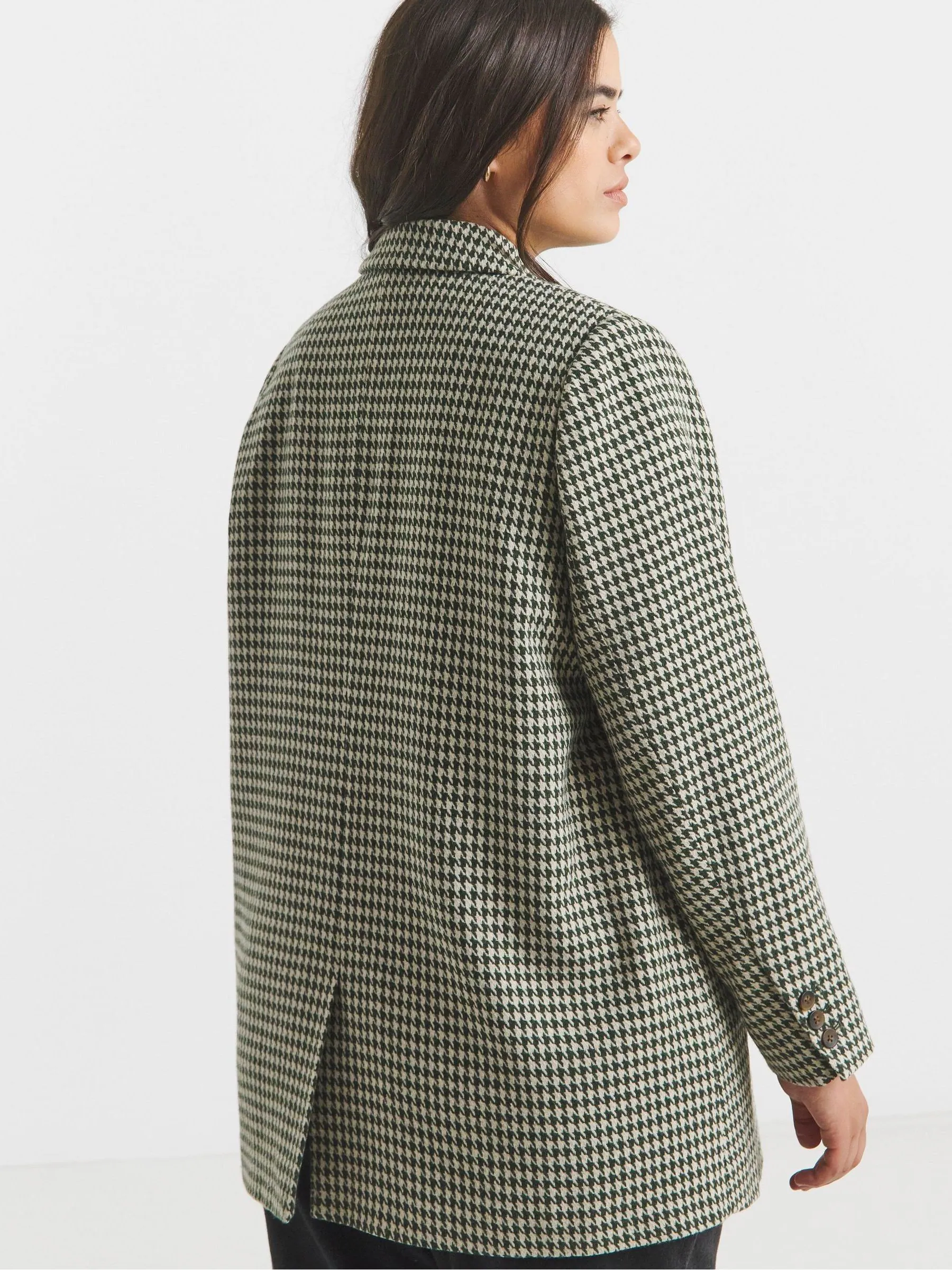 Simply Be blazer met pied-de-poule en enkele rij knopen
