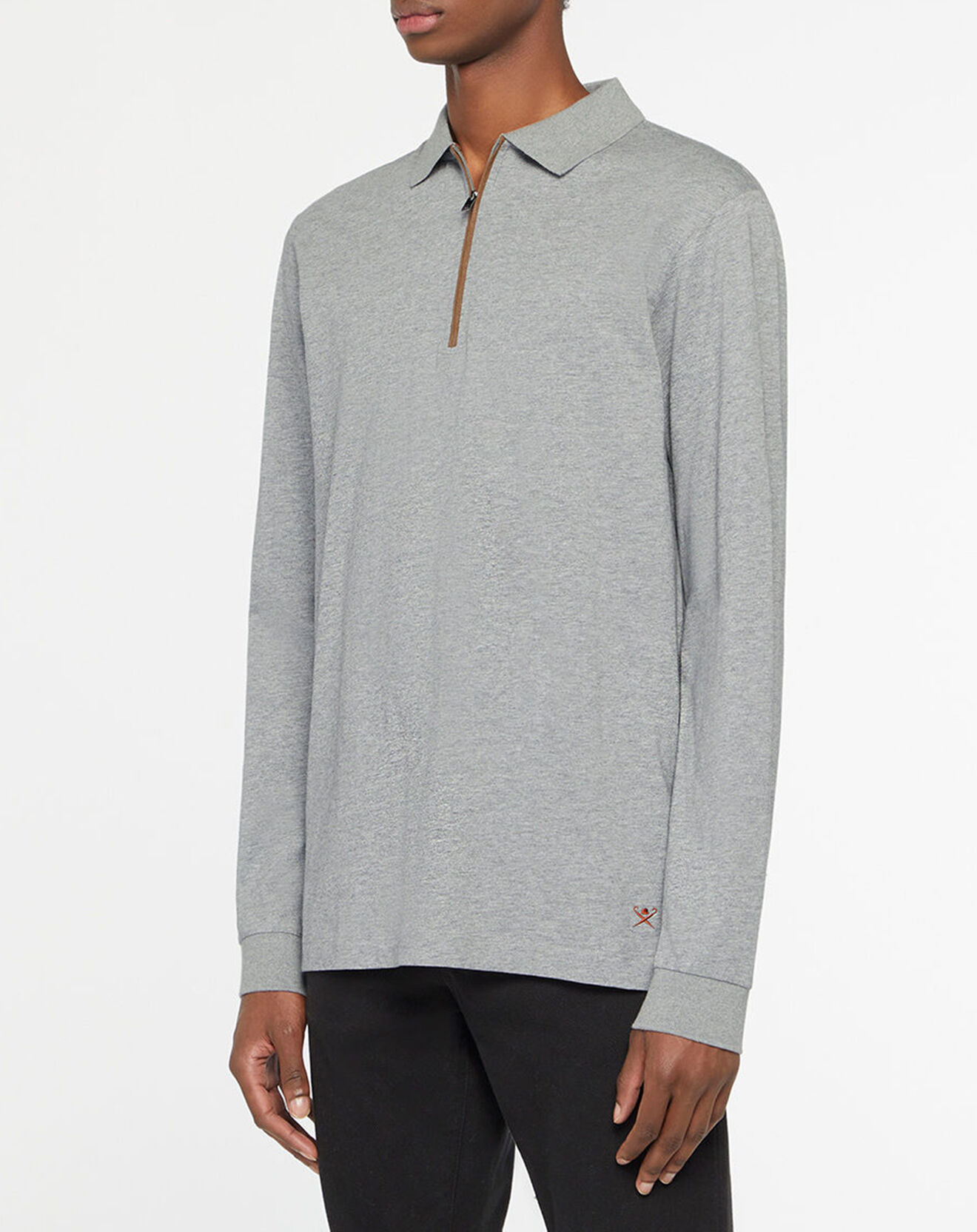 Hackett London Polo Regular Fit zippé gris moyen