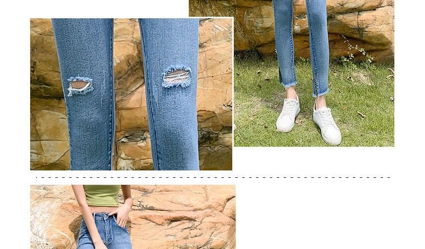 Crochaletin - Hoge taille skinny jeans met distressed effect