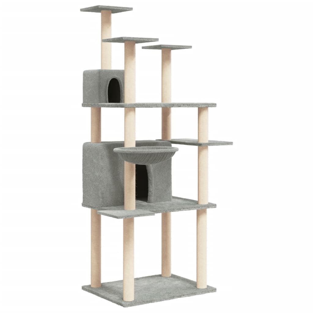 Arranhador para gatos vidaXL com hastes de sisal cinza claro, 166 cm