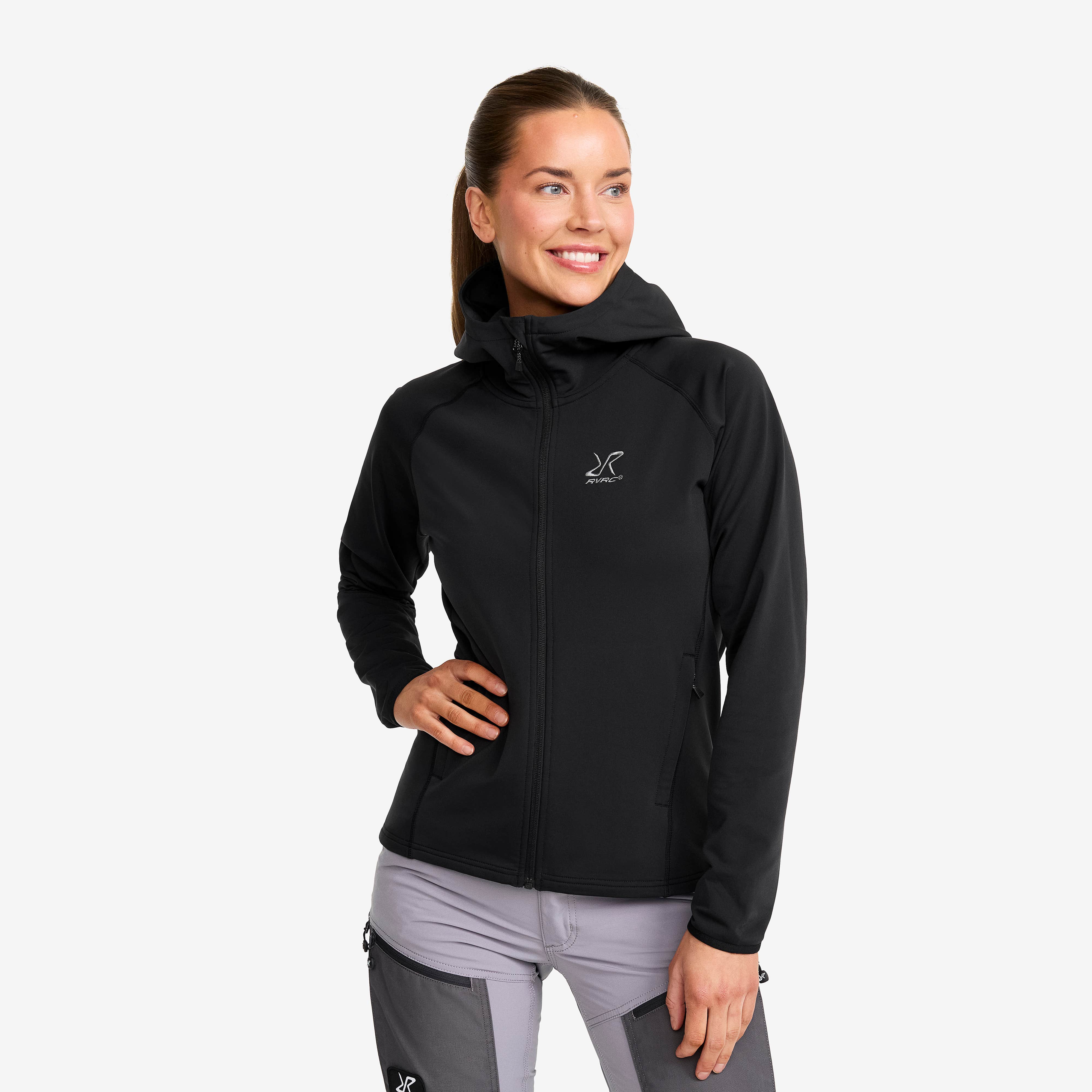 Evolution Light Stretch Fleece Hoodie Dame Black