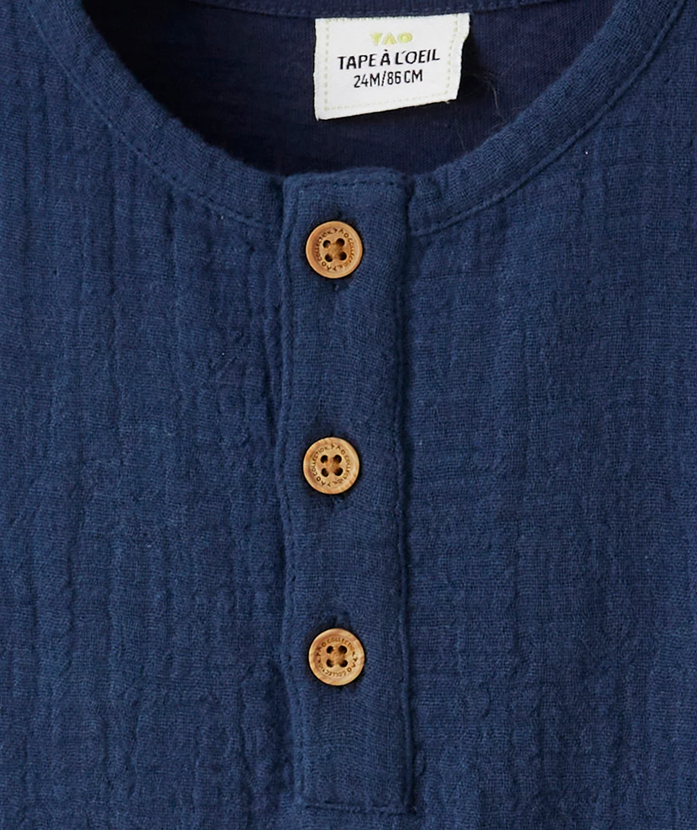 T-SHIRT BÉBÉ GARÇON EN GAZE DE COTON BLEU MARINE