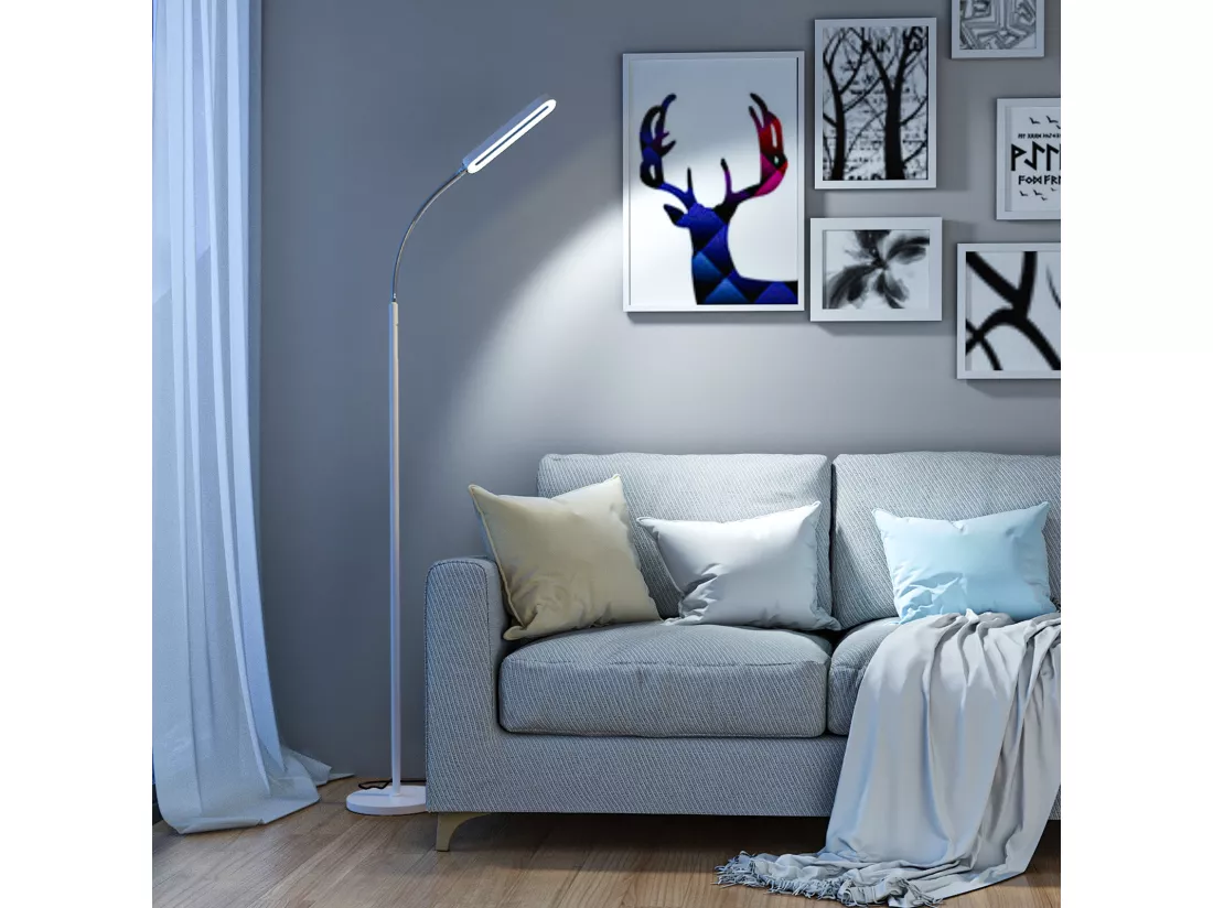 ANTEN Lampadaire sur Pied de Lecture LED Dimmable avec col de Cygne Flexible,12W 550 Lumens,Contrôle Tactile,4 Températures Couleur,Minuterie1heures