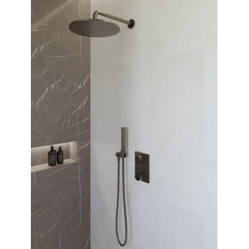 Marho Valdra regendouche set inbouw met thermostaatkraan 30 cm gun metal