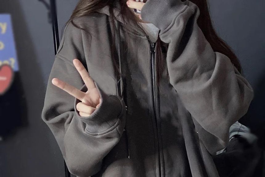 Cossita - Effen oversized hoodie met rits