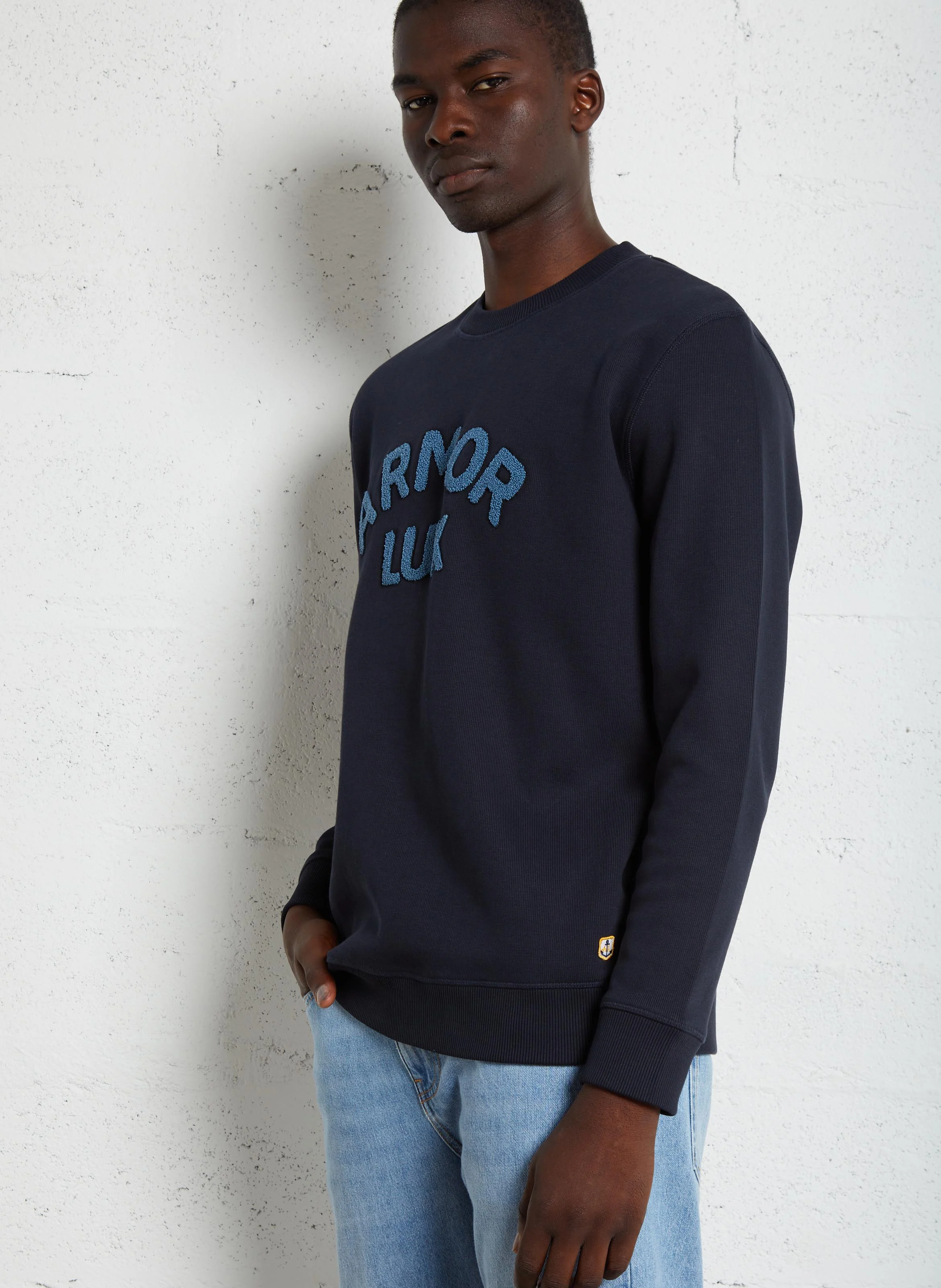 HERITAGE - Sweat ample brodé en coton | Bleu